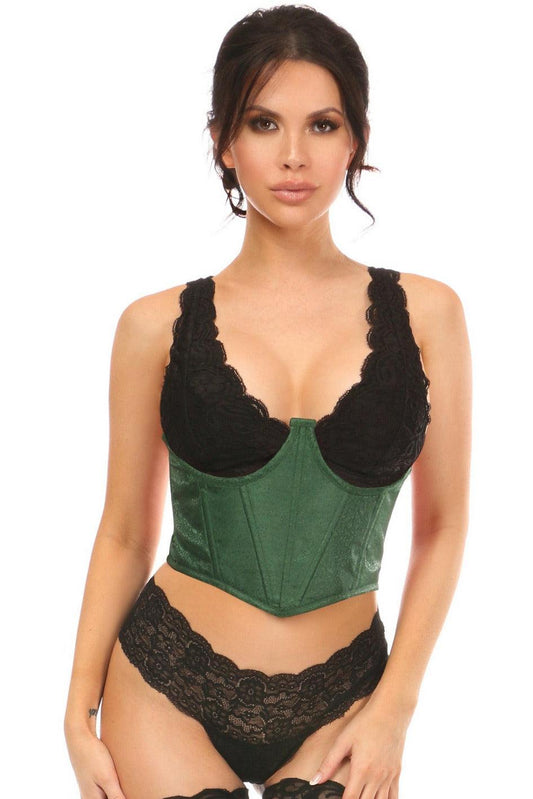 Daisy Corsets Lavish Dark Green Brocade Open Cup Waist Cincher - Daisy Corsets