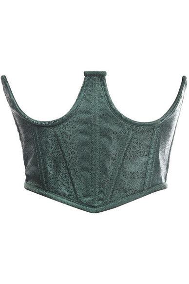 Daisy Corsets Lavish Dark Green Brocade Open Cup Waist Cincher - Daisy Corsets