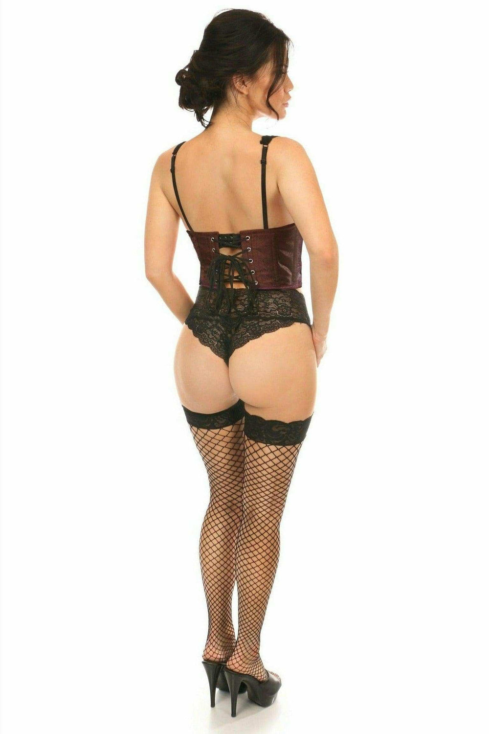 Daisy Corsets Lavish Dark Brown Brocade Open Cup Waist Cincher - Daisy Corsets - Flyclothing LLC