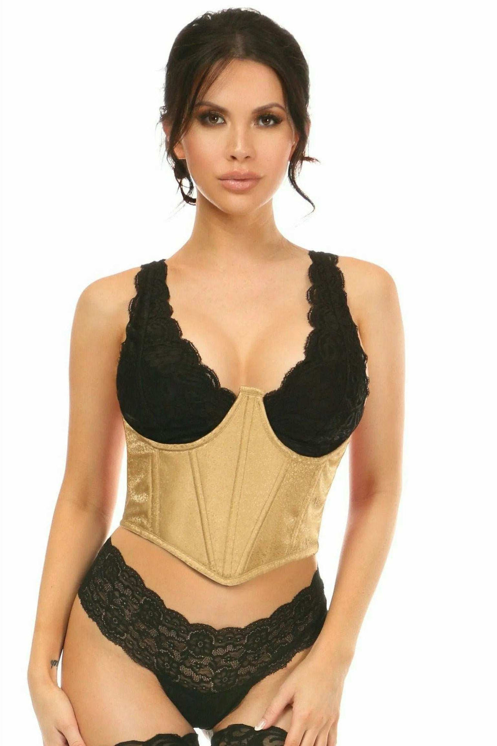 Lavish Gold Brocade Open Cup Waist Cincher - Daisy Corsets - Flyclothing LLC