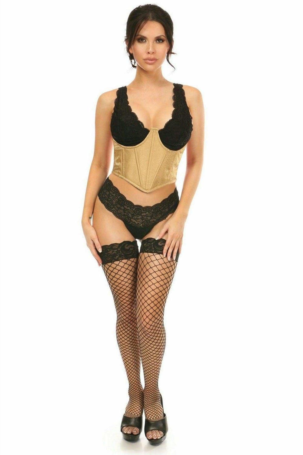 Lavish Gold Brocade Open Cup Waist Cincher - Daisy Corsets - Flyclothing LLC
