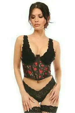 Daisy Corsets Lavish Red Roses Satin Open Cup Waist Cincher - Daisy Corsets - Flyclothing LLC