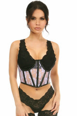 Daisy Corsets Lavish Sheer Lavender Lace & Faux Leather Open Cup Waist Cincher - Daisy Corsets - Flyclothing LLC