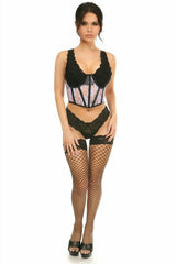 Daisy Corsets Lavish Sheer Lavender Lace & Faux Leather Open Cup Waist Cincher - Daisy Corsets - Flyclothing LLC