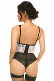 Daisy Corsets Lavish Sheer White Lace & Faux Leather Open Cup Waist Cincher - Daisy Corsets