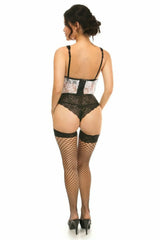 Daisy Corsets Lavish Sheer White Lace & Faux Leather Open Cup Waist Cincher - Daisy Corsets - Flyclothing LLC