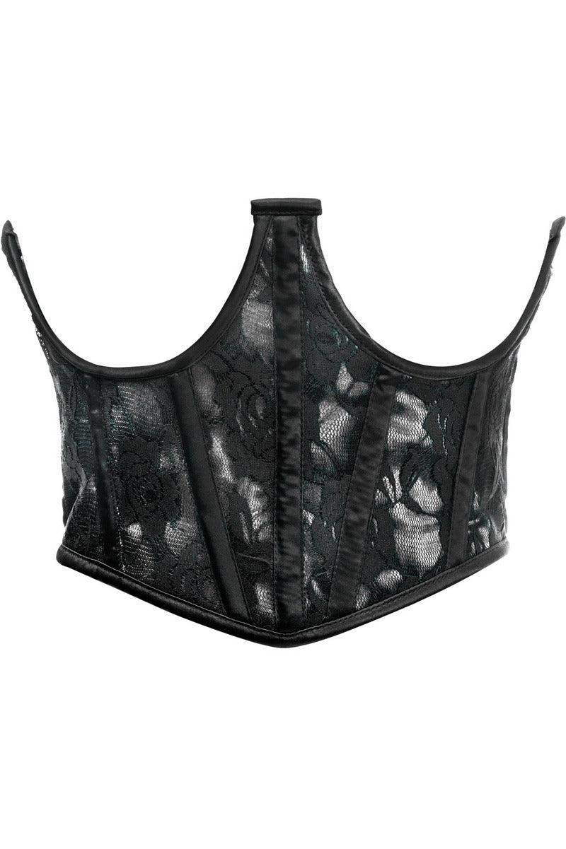 Lavish White w/Black Lace Overlay Open Cup Waist Cincher - Daisy Corsets - Flyclothing LLC