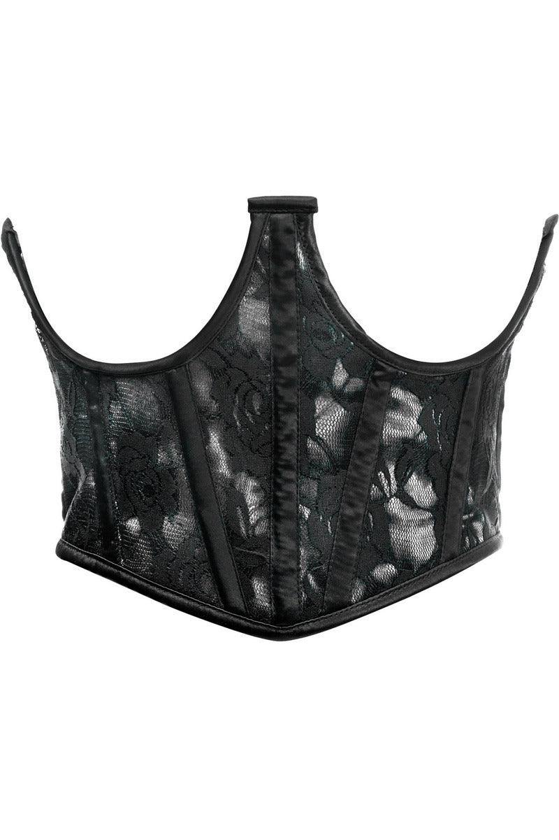 Lavish White w/Black Lace Overlay Open Cup Waist Cincher - Daisy Corsets
