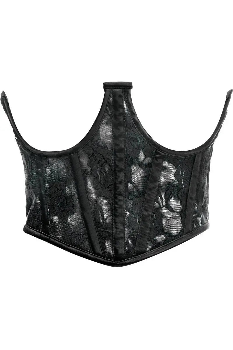 Daisy Corsets Lavish White w/Black Lace Overlay Open Cup Waist Cincher - Daisy Corsets - Flyclothing LLC