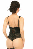 Daisy Corsets Lavish Black w/Black Lace Overlay Open Cup Waist Cincher - Daisy Corsets