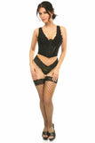 Daisy Corsets Lavish Black w/Black Lace Overlay Open Cup Waist Cincher - Daisy Corsets