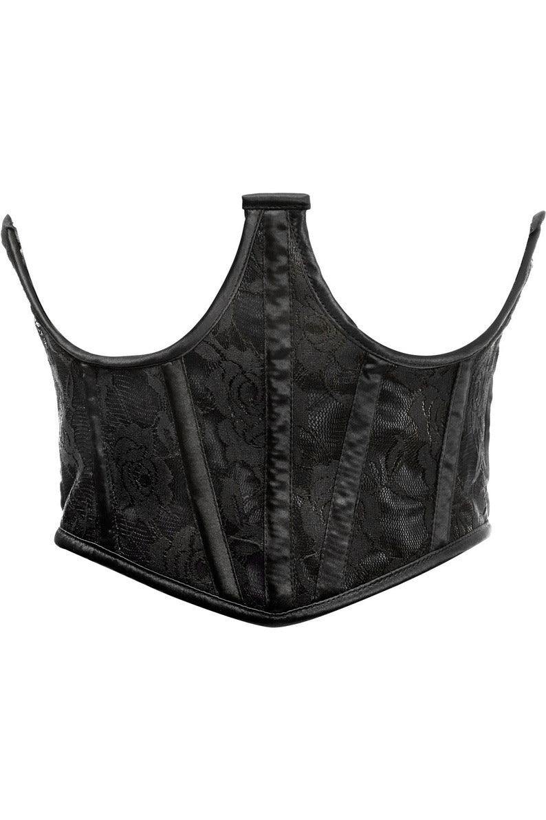 Lavish Black w/Black Lace Overlay Open Cup Waist Cincher - Daisy Corsets