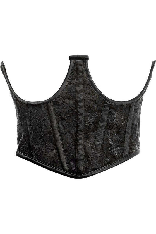 Lavish Black w/Black Lace Overlay Open Cup Waist Cincher - Daisy Corsets - Flyclothing LLC