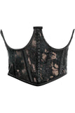 Lavish Tan w/Black Lace Overlay Open Cup Waist Cincher - Daisy Corsets