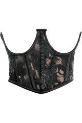 Lavish Tan w/Black Lace Overlay Open Cup Waist Cincher - Daisy Corsets
