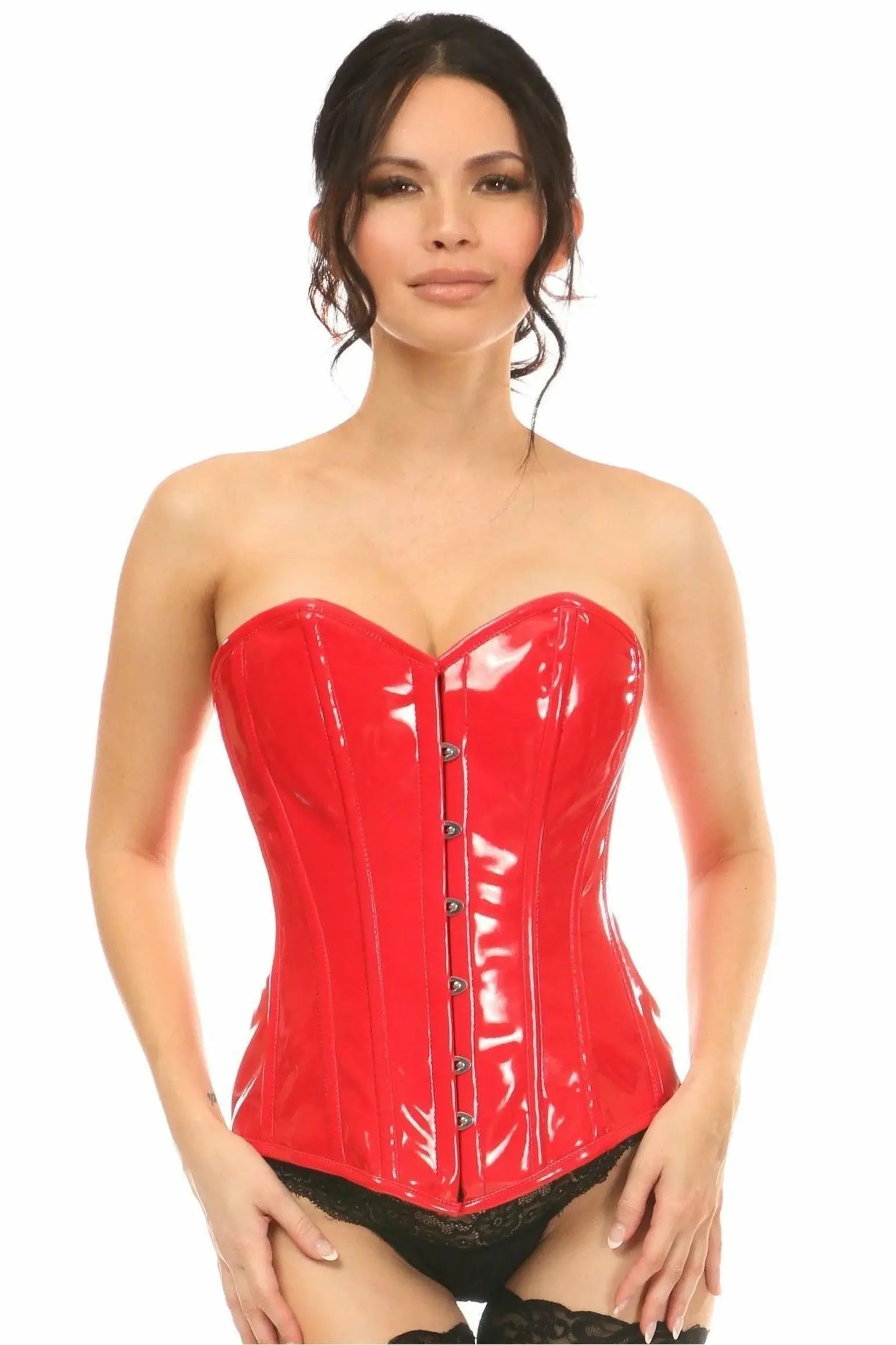 Lavish Red Patent Overbust Corset - Daisy Corsets - Flyclothing LLC