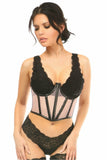 Daisy Corsets Lavish Lt Pink Fishnet Underwire Open Cup Waist Cincher - Daisy Corsets