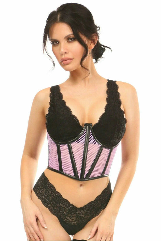 Daisy Corsets Lavish Lt Purple Fishnet Underwire Open Cup Waist Cincher - Daisy Corsets - Flyclothing LLC