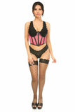 Daisy Corsets Lavish Pink Fishnet Underwire Open Cup Waist Cincher - Daisy Corsets