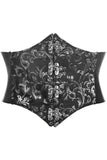 Daisy Corsets Lavish Black/Silver Swirl Brocade Corset Belt Cincher w/Clasps - Daisy Corsets