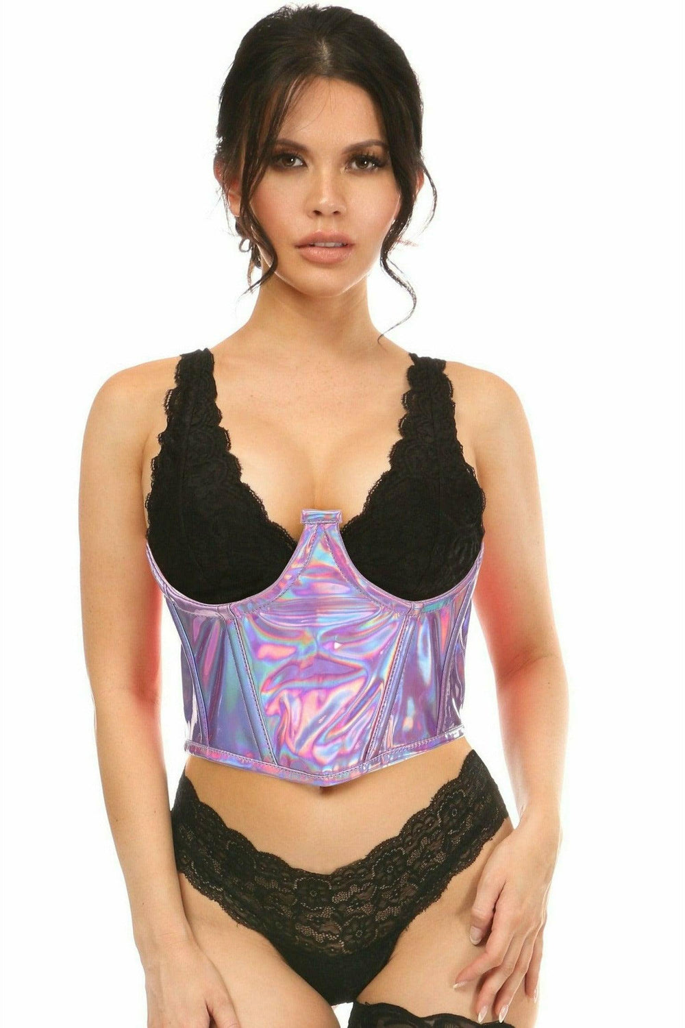 Daisy Corsets Lavish Lavender Holo Open Cup Underwire Waist Cincher - Daisy Corsets