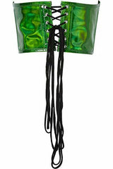 Lavish Green Holo Open Cup Underwire Waist Cincher - Flyclothing LLC