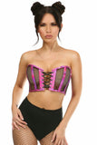 Lavish Fuchsia Holo & Fishnet Lace-Up Short Bustier Top - Daisy Corsets