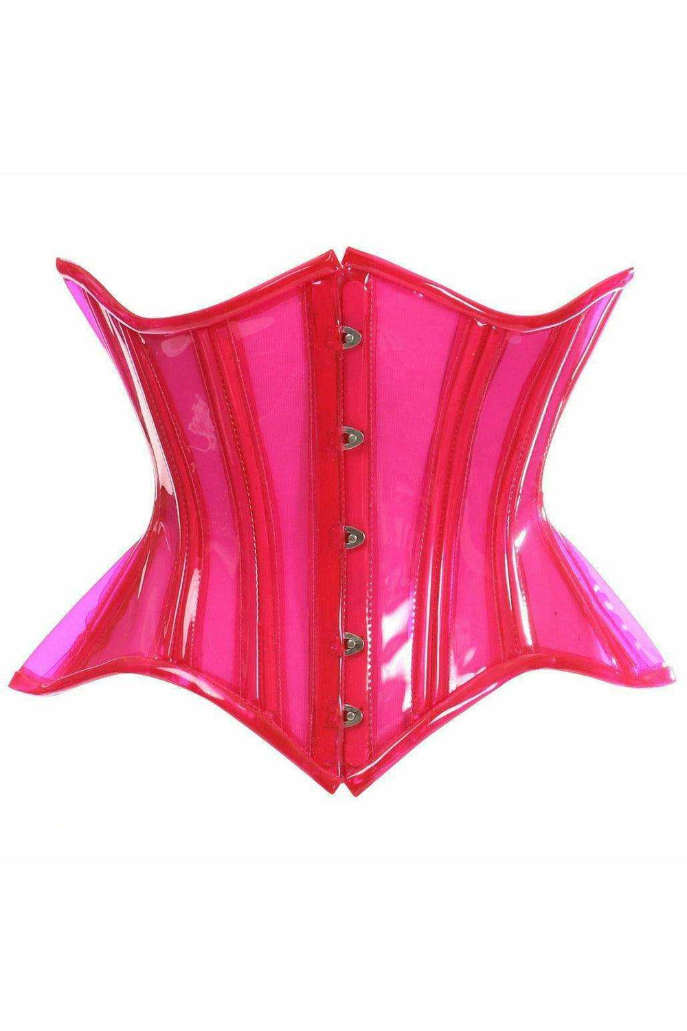 Lavish Pink Clear Curvy Underbust Waist Cincher Corset - Daisy Corsets - Flyclothing LLC