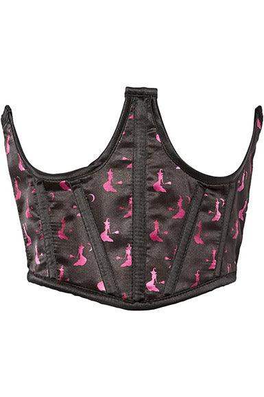 Lavish Black & Magenta Witches Satin Open Cup Waist Cincher - Daisy Corsets - Flyclothing LLC