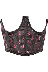 Lavish Black & Magenta Witches Satin Open Cup Waist Cincher - Daisy Corsets - Flyclothing LLC