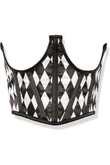 Lavish Black & White Diamond Satin Open Cup Waist Cincher - Daisy Corsets - Flyclothing LLC