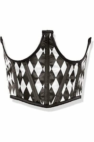 Daisy Corsets Lavish Black & White Diamond Satin Open Cup Waist Cincher - Daisy Corsets - Flyclothing LLC