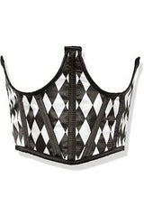 Daisy Corsets Lavish Black & White Diamond Satin Open Cup Waist Cincher - Daisy Corsets - Flyclothing LLC