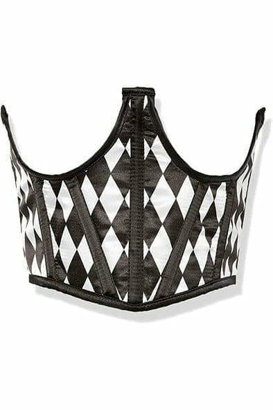Daisy Corsets Lavish Black & White Diamond Satin Open Cup Waist Cincher - Daisy Corsets