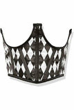 Daisy Corsets Lavish Black & White Diamond Satin Open Cup Waist Cincher - Daisy Corsets