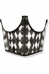Daisy Corsets Lavish Black & White Diamond Satin Open Cup Waist Cincher - Daisy Corsets