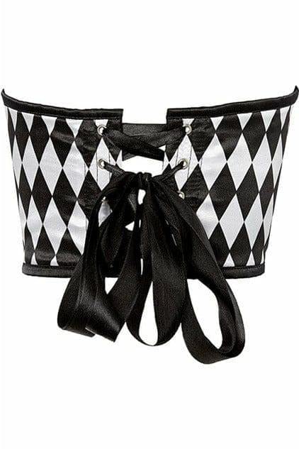 Daisy Corsets Lavish Black & White Diamond Satin Open Cup Waist Cincher - Daisy Corsets