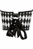 Daisy Corsets Lavish Black & White Diamond Satin Open Cup Waist Cincher - Daisy Corsets