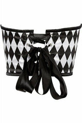 Daisy Corsets Lavish Black & White Diamond Satin Open Cup Waist Cincher