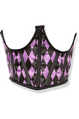 Lavish Black & Purple Diamond Satin Open Cup Waist Cincher - Daisy Corsets - Flyclothing LLC
