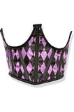 Lavish Black & Purple Diamond Satin Open Cup Waist Cincher - Daisy Corsets