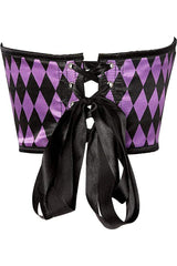 Lavish Black & Purple Diamond Satin Open Cup Waist Cincher - Daisy Corsets - Flyclothing LLC