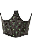 Lavish Black & Green Spiders Satin Open Cup Waist Cincher - Daisy Corsets