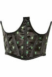 Daisy Corsets Lavish Black & Green Spiders Satin Open Cup Waist Cincher - Daisy Corsets