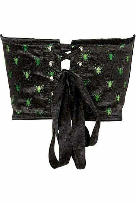 Daisy Corsets Lavish Black & Green Spiders Satin Open Cup Waist Cincher - Daisy Corsets - Flyclothing LLC
