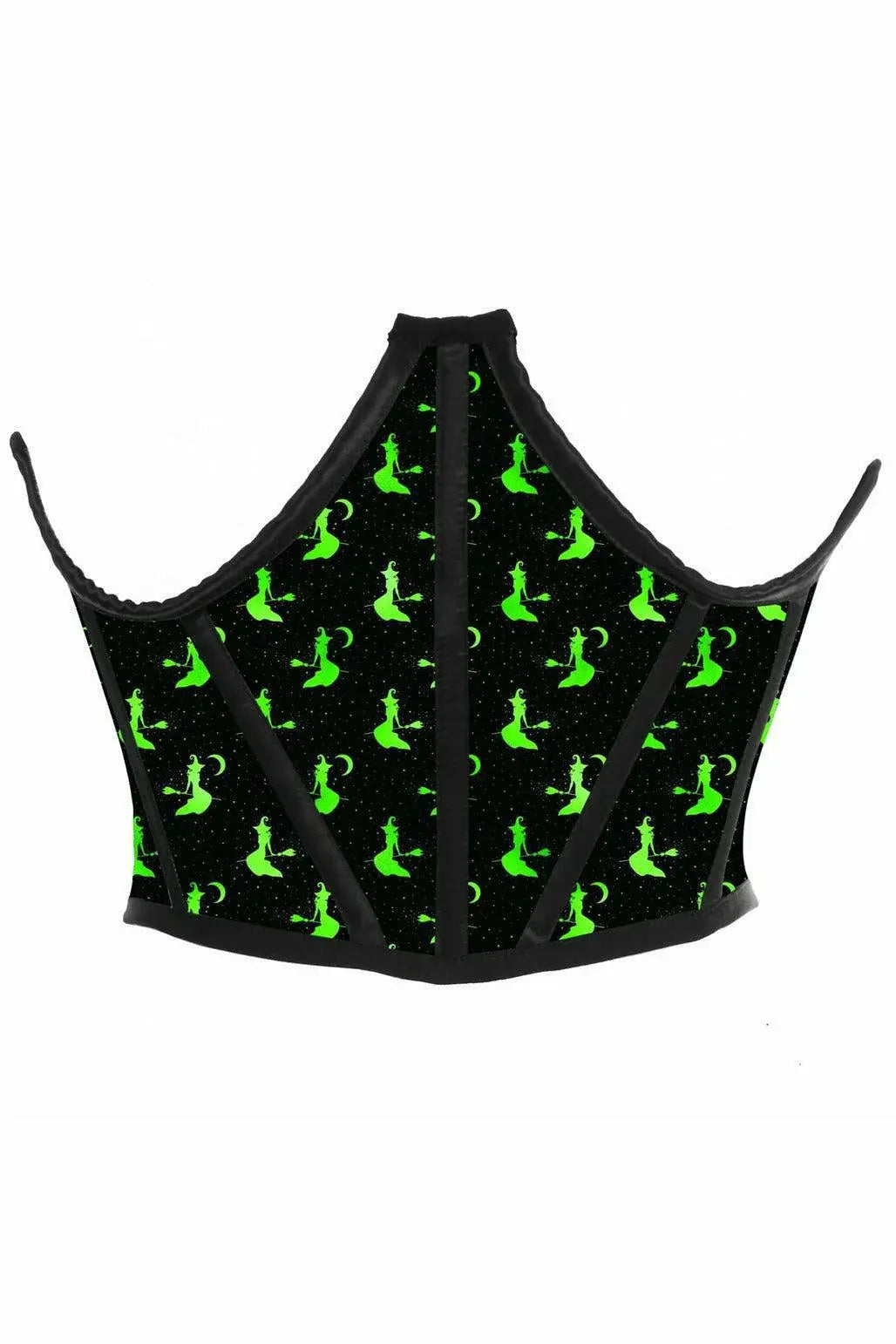 Lavish Black & Green Witches Satin Open Cup Waist Cincher - Daisy Corsets - Flyclothing LLC