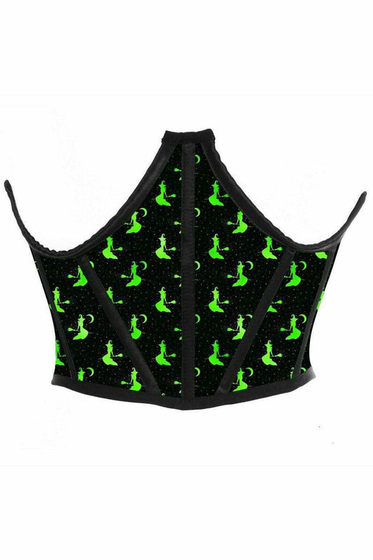 Daisy Corsets Lavish Black & Green Witches Satin Open Cup Waist Cincher - Daisy Corsets - Flyclothing LLC