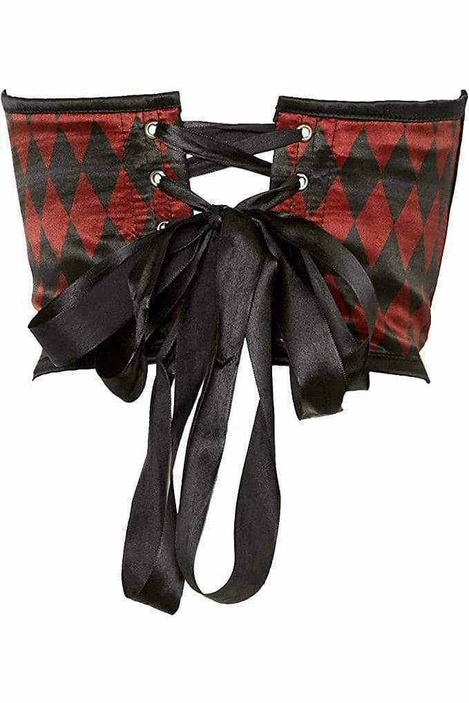 Daisy Corsets Lavish Black & Red Diamond Satin Open Cup Waist Cincher - Daisy Corsets - Flyclothing LLC