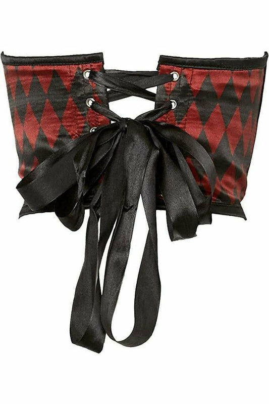 Daisy Corsets Lavish Black & Red Diamond Satin Open Cup Waist Cincher - Daisy Corsets