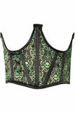 Daisy Corsets Lavish Green & Black Skull Satin Open Cup Waist Cincher - Daisy Corsets